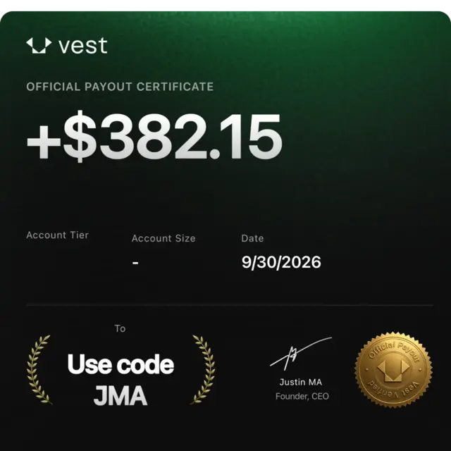 Vest Markets payout certificate for $382.15, 30 Sep 2026