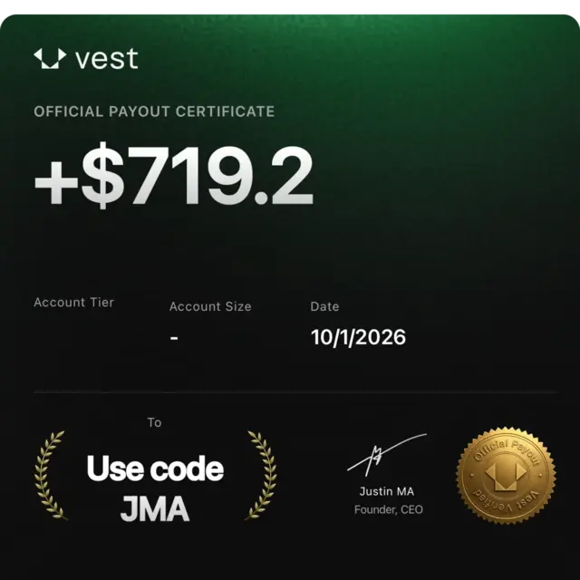 Vest Markets payout certificate for $719.20, 1 Oct 2026