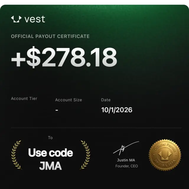 Vest Markets payout certificate for $278.18, 1 Oct 2026